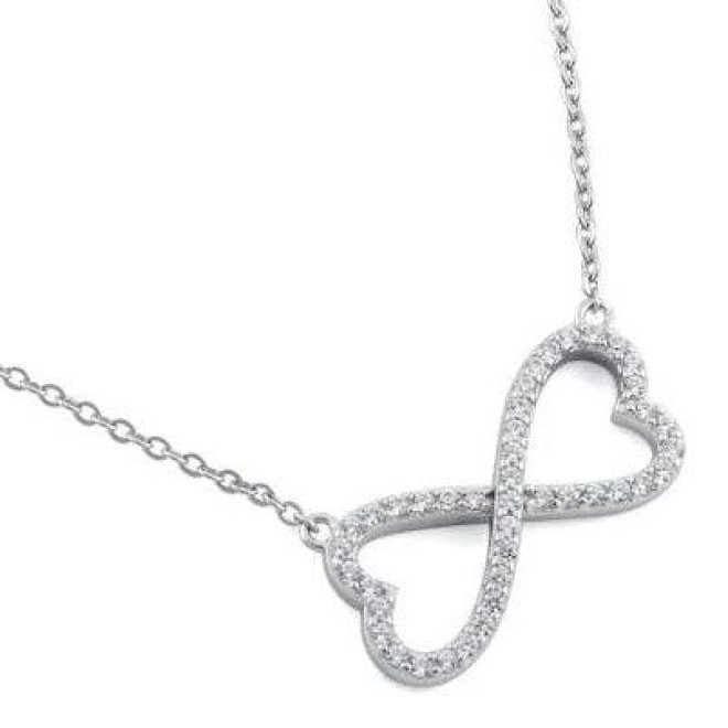 Sterling Silver Infinity Heart CZ 16
