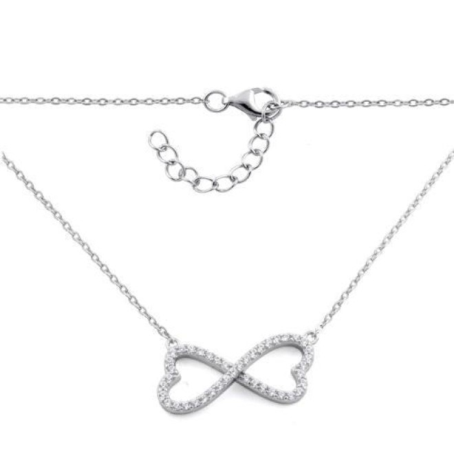 Sterling Silver Infinity Heart CZ 16