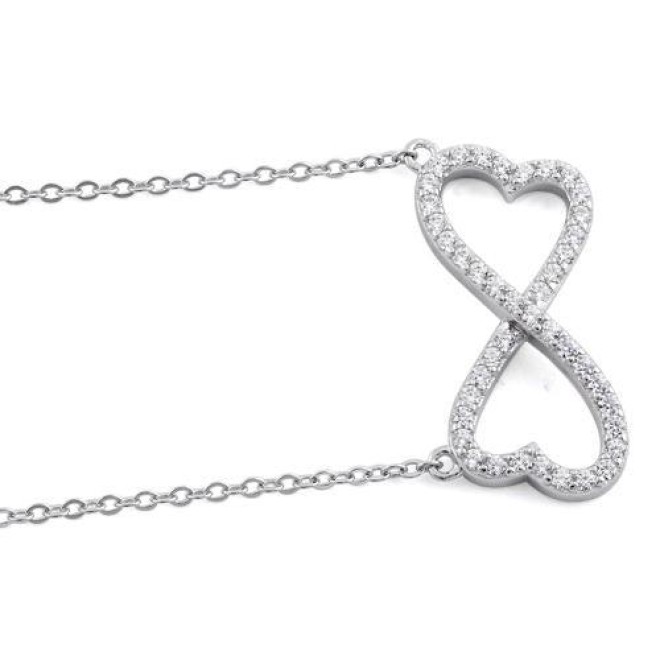 Sterling Silver Infinity Heart CZ 16