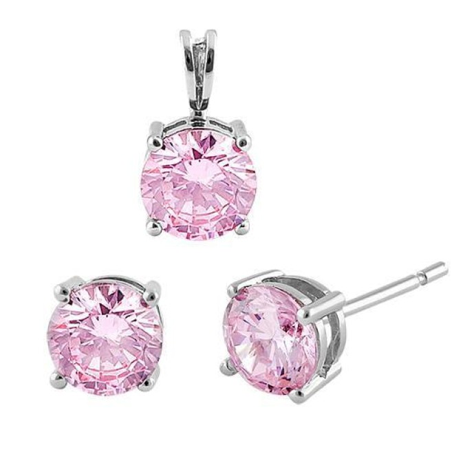 Sterling Silver Pink CZ Set